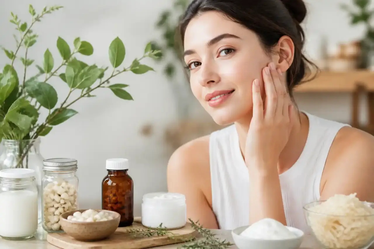 Rituel beauté holistique avec des probiotiques et des ingrédients naturels