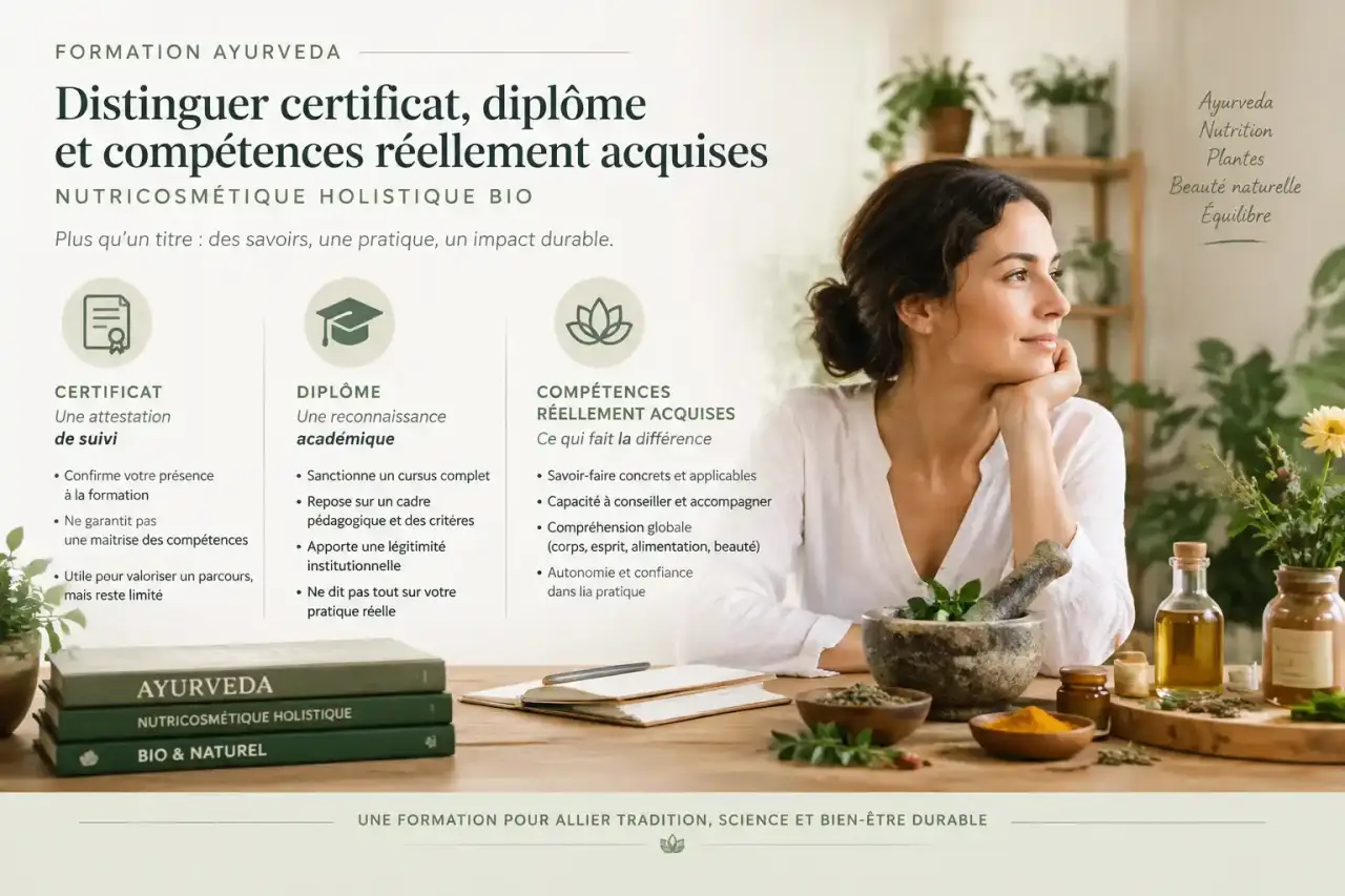 Formation Ayurveda : distinguer certificat, diplôme et compétences réellement acquises