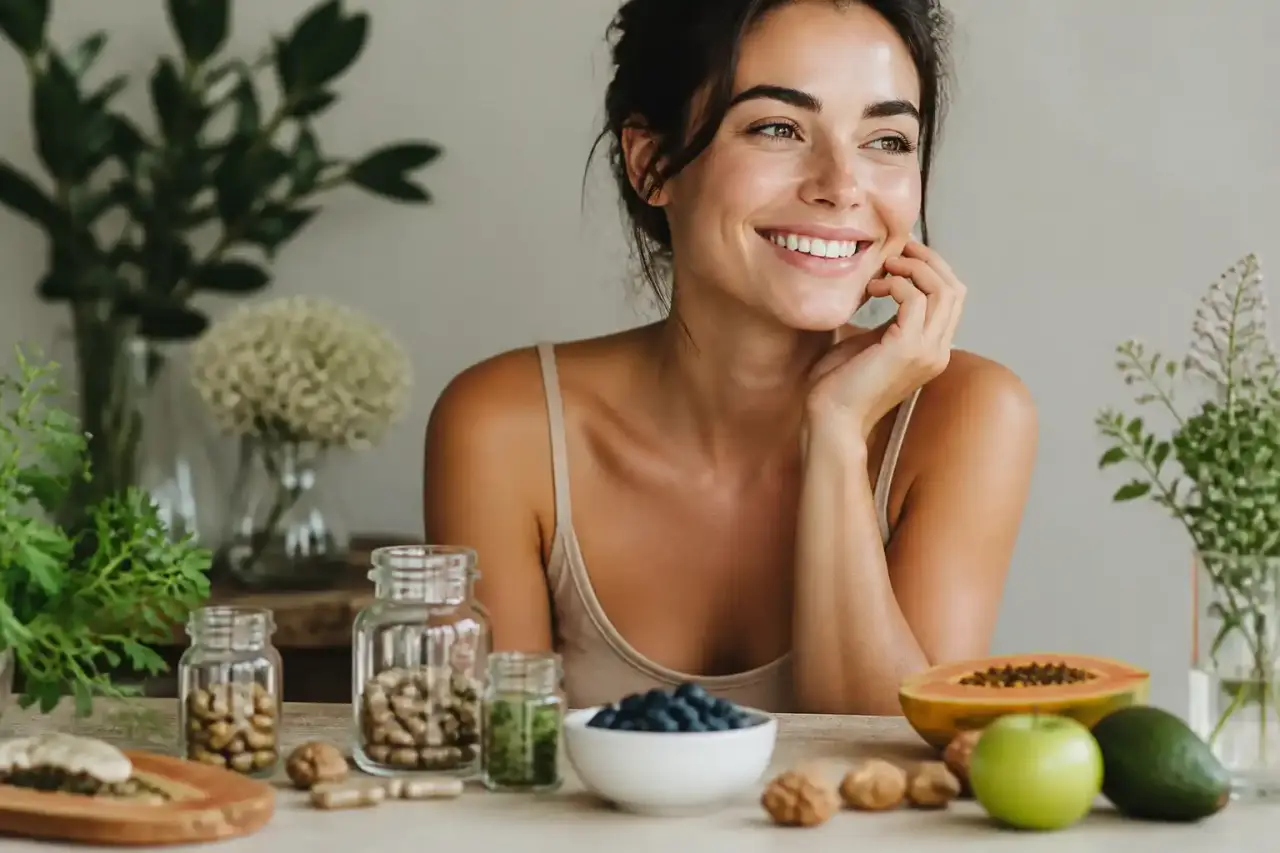 Rituel beauté holistique avec compléments et soins naturels